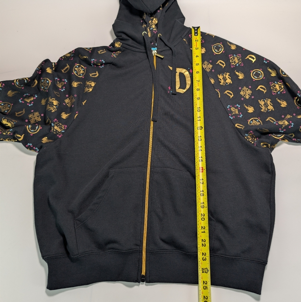 Disney Sleeping Beauty Castle Gold Design Black Full Zip Hoodie - Picture 8 of 9